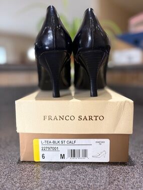 Franco Sarto Black Patent Leather Pointed Pumps Size 6